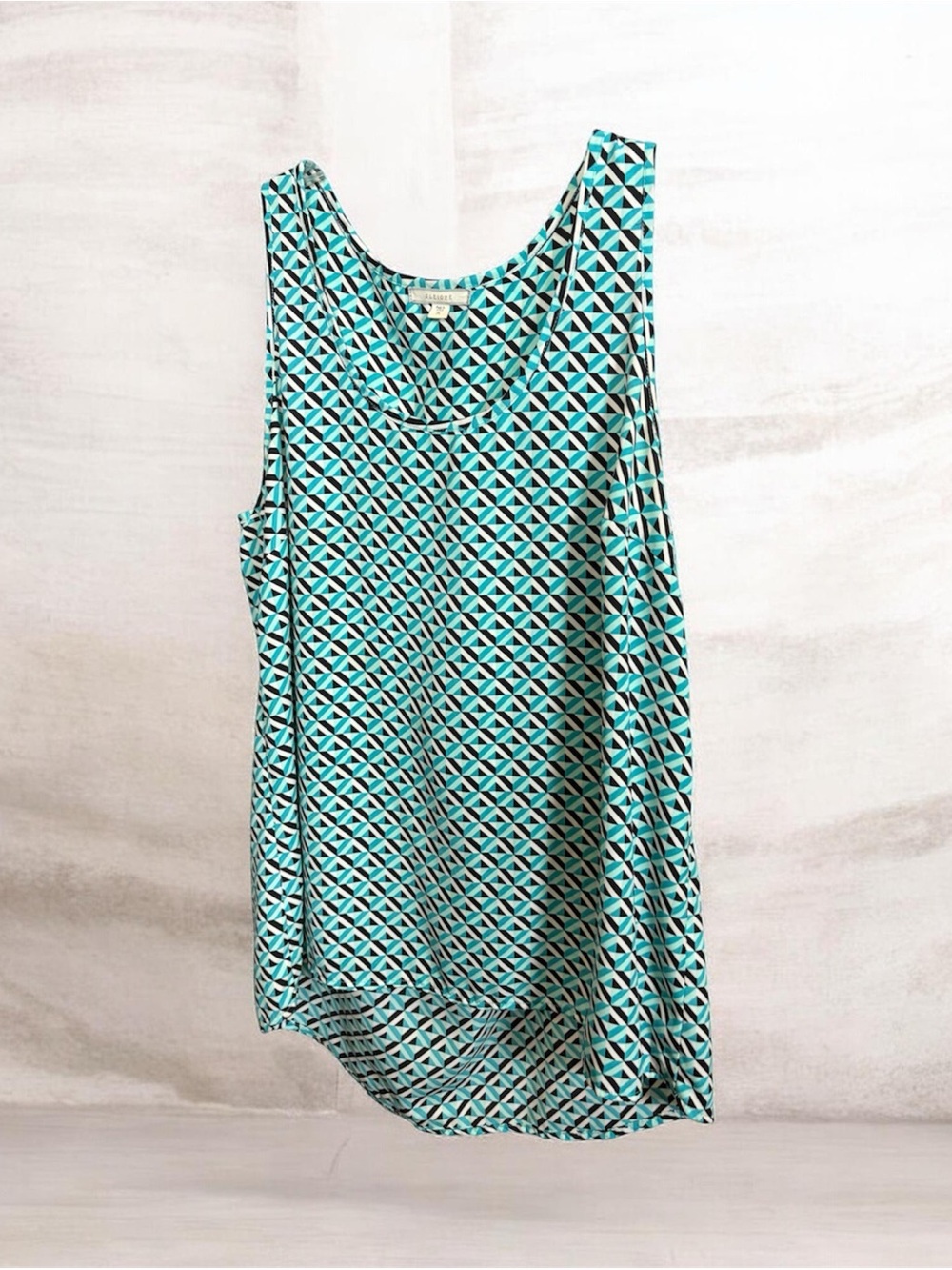 Pleione Teal Geometric Print Tank Top- MEDIUM